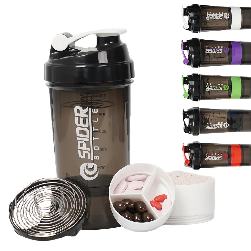 500ml Sports Water Cup Three Layers Large Capacity Plastic Stir Cup Fitness Protein Powder Shake Shake Water Bottles