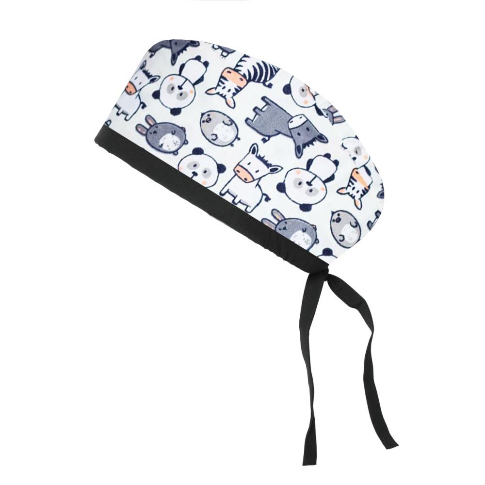 Adjustable Cotton Surgical Cap with Cartoon Print for Women and Men