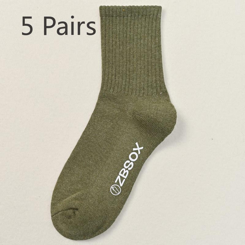 5 Pairs of Men's Autumn and Winter Cotton Thick and Velvet Warm Wool Ring Anti Pilling Tube Socks
