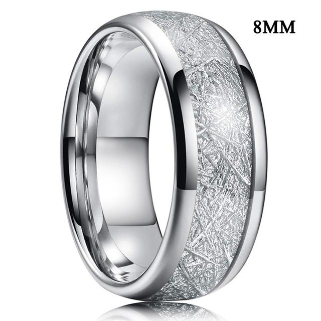 

4 мм, 6 мм, 8 мм, сріблясті вольфрамові обручки для чоловіків, жінок, полірована метеоритна інкрустація, парні каблучки, чоловічі обручки 6