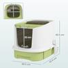 Enclosed Cat Litter Box with 2 Doors, Removable Tray, Scoop and Deodorant, In PP, 40.5x52.5x42.5 Cm, Green