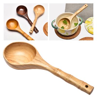 Zuverlässiges Geschirr im japanischen Stil, ergonomisches Design, Bambus-Reislöffel mit langem Griff, Küchenhelfer, Suppenlöffel