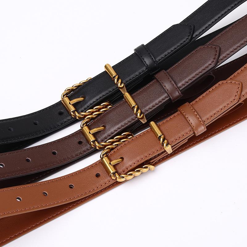 2.4Cm Wide Light Luxury Fashion High Sense Women'S Belt Simple Versatile Pin Buckle Casual Jeans Belt Women'S