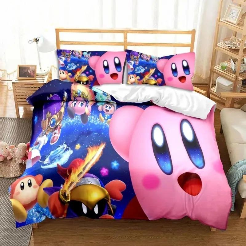 3D Printed Kawaii Cartoon Kirbys Bedding Collection Single Twin Full Queen King Size Bed Collection Adult Kid Bedroom Bedding Gift
