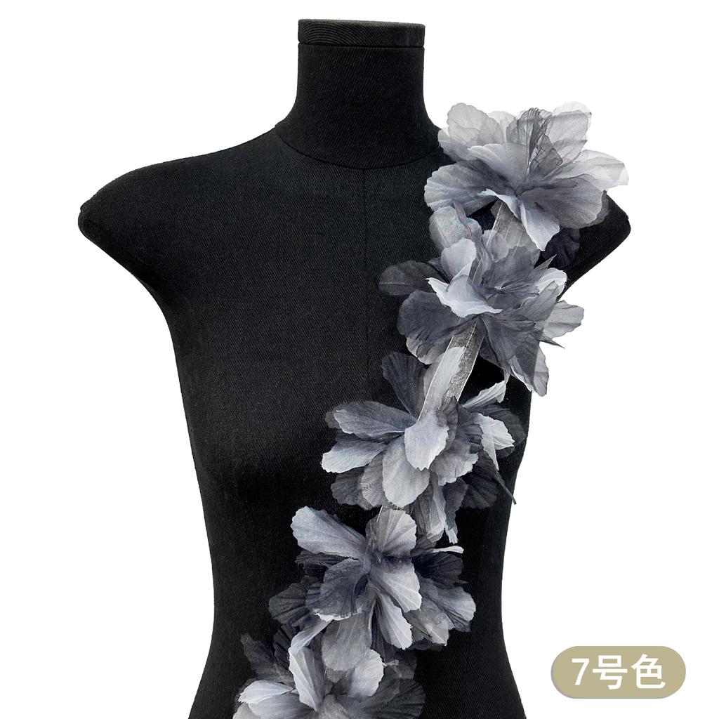 Colorful Gradual Change Gauze Three-Dimensional Flower Clothing With Shoes, Hats, Bags, Children'S Clothing Accessories, Decorative Flowers