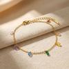 Colorful Cubic Zirconia Anklet Bracelet for Women,Waterproof Stainless Steel Chain Crystal Pendant Trendy Foot Anklet Jewelry
