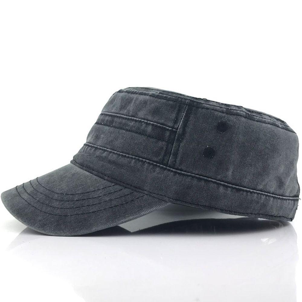 

Adjustable Plain Male Vintage Unisex Flat Polyester Men s Hat Army Cap чёрный