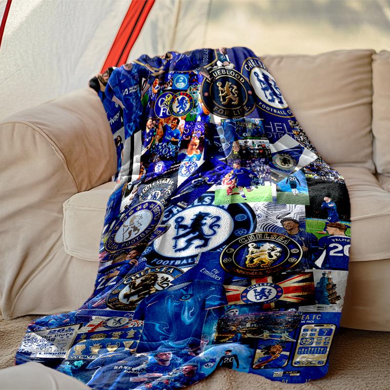 1 Stück Gemütliche Chelsea FC Decke, Leichte & Strapazierfähige Druckdecke, Perfekt für Zuhause, Sofa, Bett, Picknick, Reisen, Büro