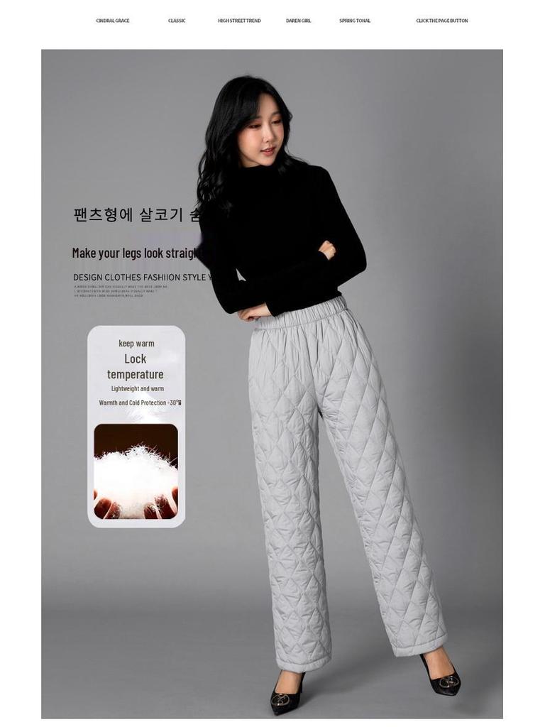 Damen Baumwollhose mit hohem Bund und weitem Bein - Übergröße, warm, dick für Herbst/Winter 2025