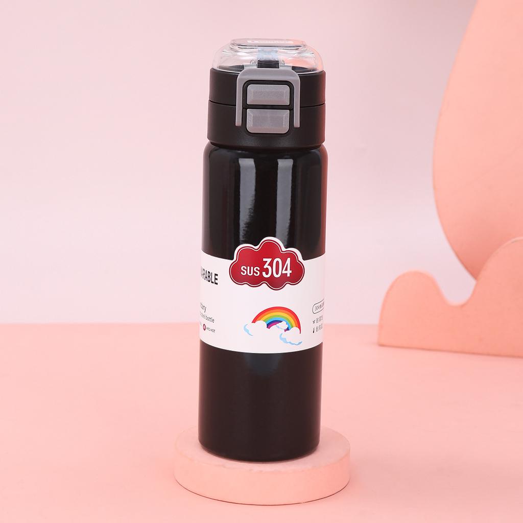 New Thermos Cup New Stainless Steel Male and Female Students Large Capacity Bouncing Cup Hand In Hand To Carry Double Drinking Cups