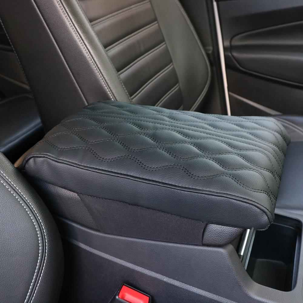 PU Leather Wave Embroider Car Armrest Mat Center Console Arm Rest Protection Cushion Auto Armrests Storage Box Cover Pad