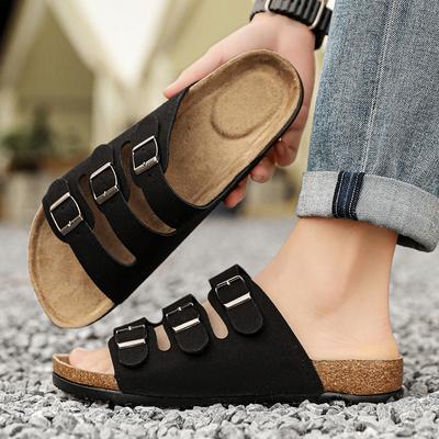 Fashion 2024 High Quality Suede Men's Summer New Leather Slippers Casual Soft Leather Soft Sole Anti Slip Men's Sandals All-Match 35-46