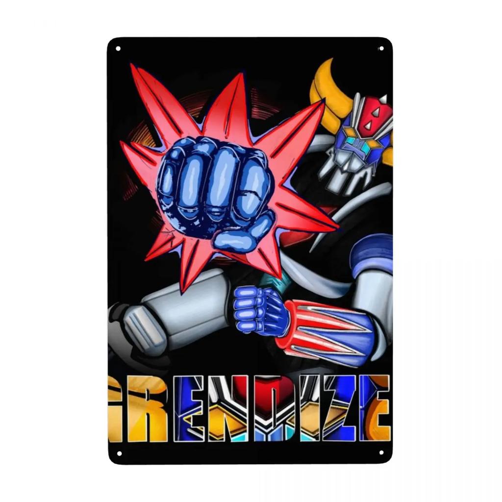 Vintage Mazinger Z Mad Robot Metal Sign Personalized Grendizer Anime Manga Tin Plaques Cafe Wall Decor Decorative Art