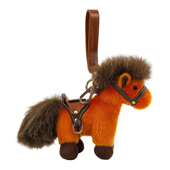 Year of The Horse Plush Keychain Soft Mini Pony with Saddle Cute Bag Charm Car Decoration Gift for 2026 Lunar New Year & Animal Lovers