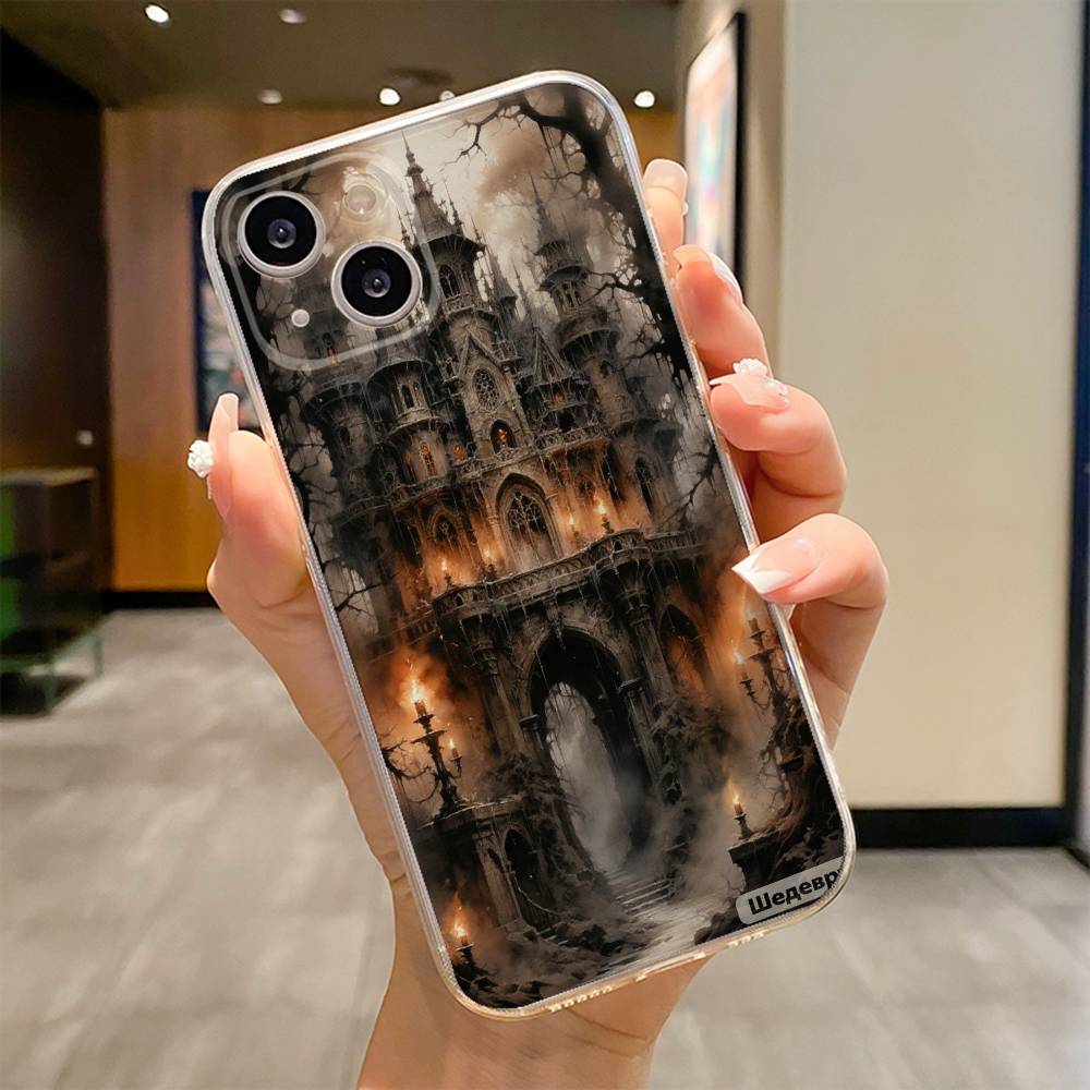 

Gothic Castle Personalized Phone Case For iPhone 17 16e 16 15 14 13 12 11mini Pro Max X XR XSMAX 8 7 Air Plus Soft Cover iPhone14ProMax