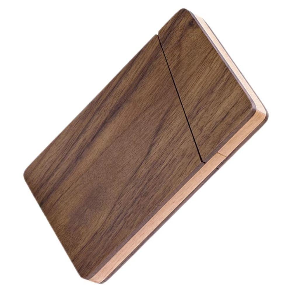 Large Capacity Business Card Storage Box Solid Wood Business Card Organizer  Desk Accessories
