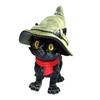 3D Printed Articulated Cat Wizard Hat Cat Ornament Wearing Red Scarf Big Eyes Cat Fidget Toy with Flexible Joints for Stress Relief Desktop Decoration