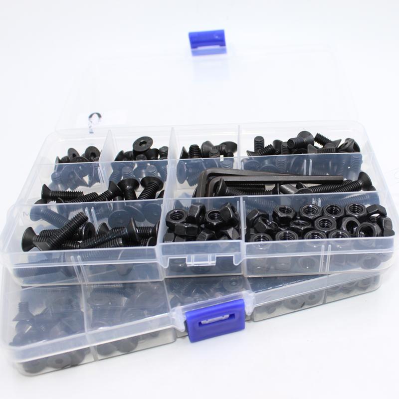 Countersunk Flat Head Hex Bolt Nut Set Kit M2 M3 M4 M5 M6 Black Grade 10.9 Steel Hex Hexagon Socket Countersunk Head Allen Screw
