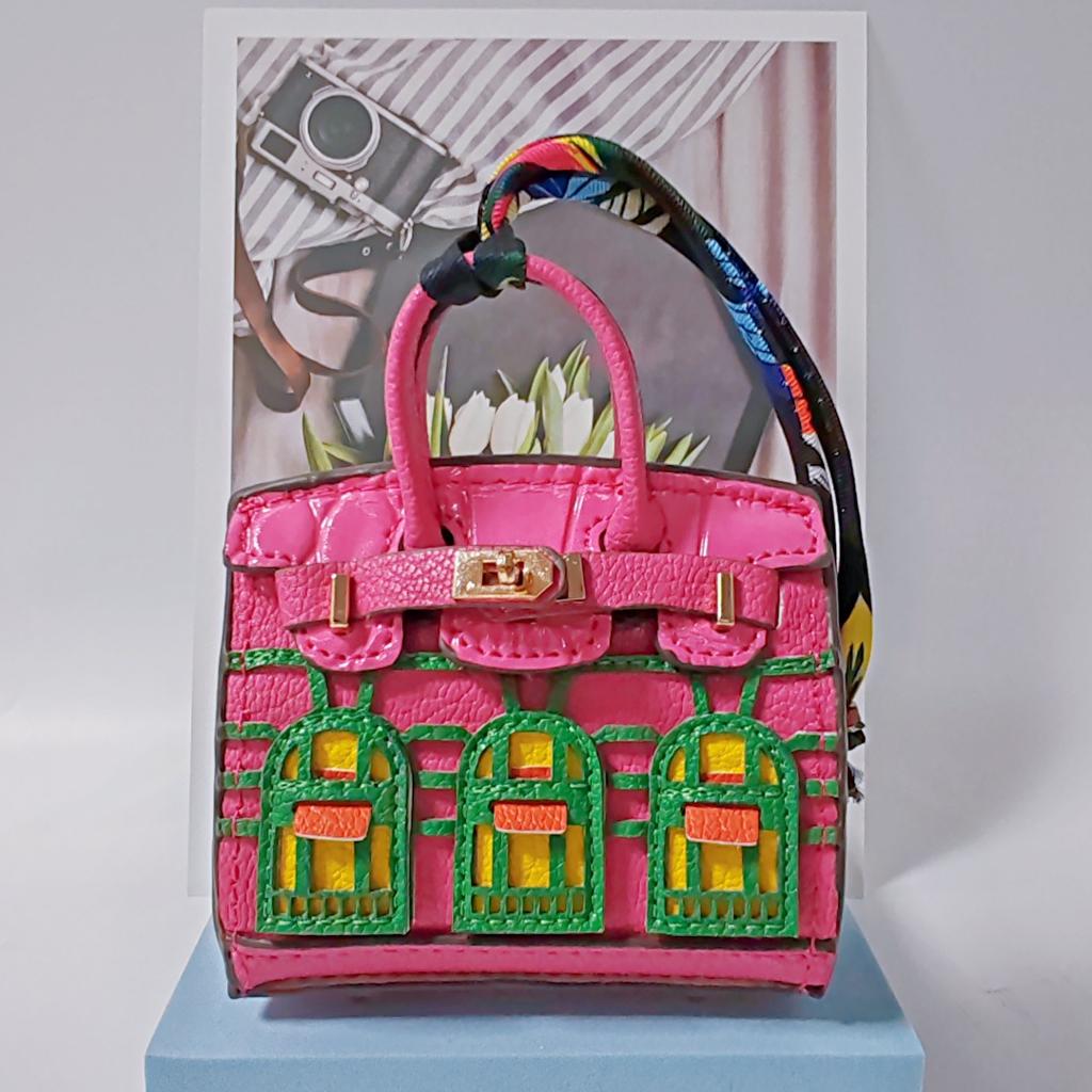 Moni Você Bolsa Prata Casa Pequena Pendurada Adorável Ornamento Criativo Pequena Janela Chaveiro de Carro Pendurado Bolsa para Fone de Ouvido Bolsa para Trocos