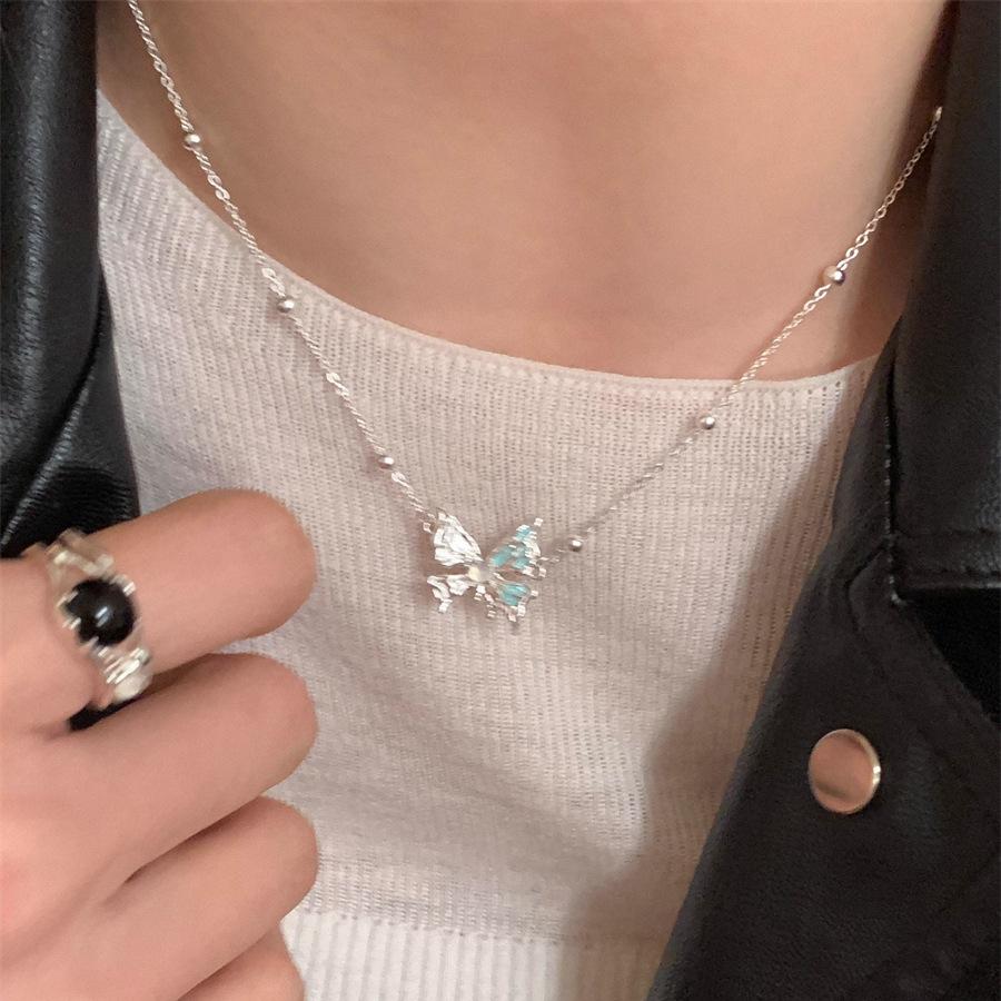 Opal Liquid Butterfly Necklace Sterling Silver 2025 New Clavicle Chain Neck Chain