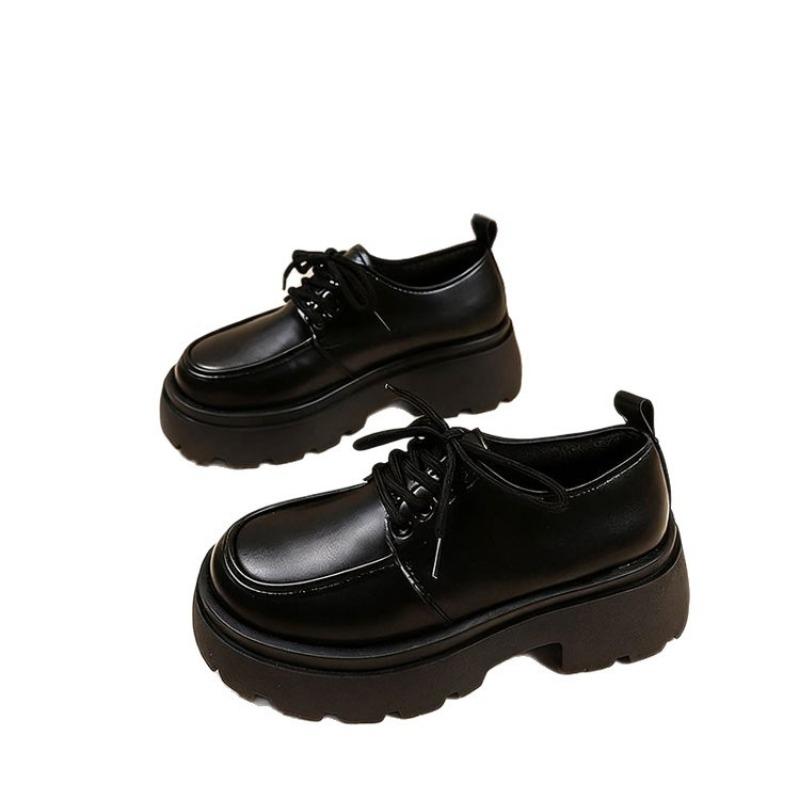 Neue Loafer mit dicker Sohle für Damen, Lederschuhe mit dicker Sohle, Einzelschuhe mit Schwamm zur Höhenerhöhung