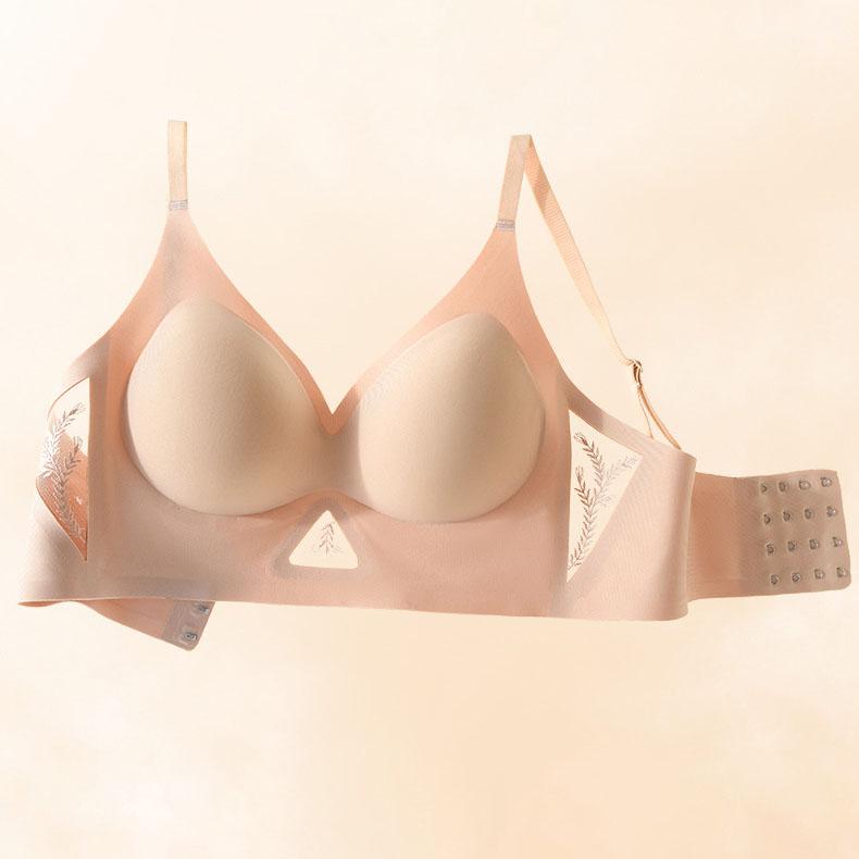 Seamless Bra Women's Sports Underwear Women's Non-steel Band Adhesive Bra Hollow Out Solid Color Large Sexy Bra