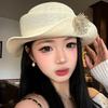 Women's French Woven Hollow Three-Dimensional Flower Top Hat Rolled Edge Elegant Fisherman Hat for Spring New Style