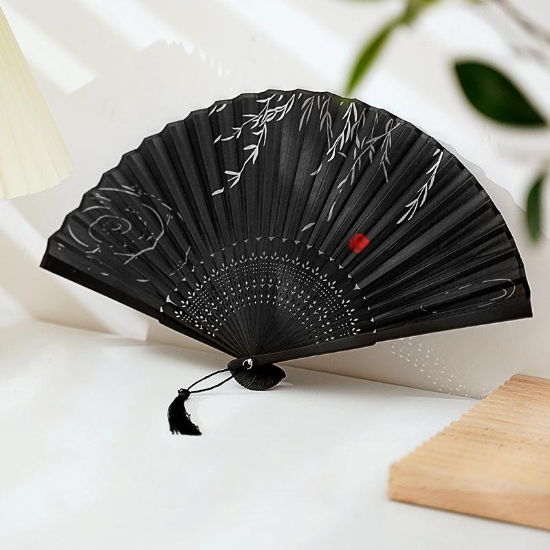 Handmade Painting Folding Fan Wedding Decoration Props Ancient Style Fan Bamboo Fan Living Room Decorations