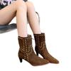 Versatile fashion boots 2025 new large size autumn pointed French rivets solid color women's shoes