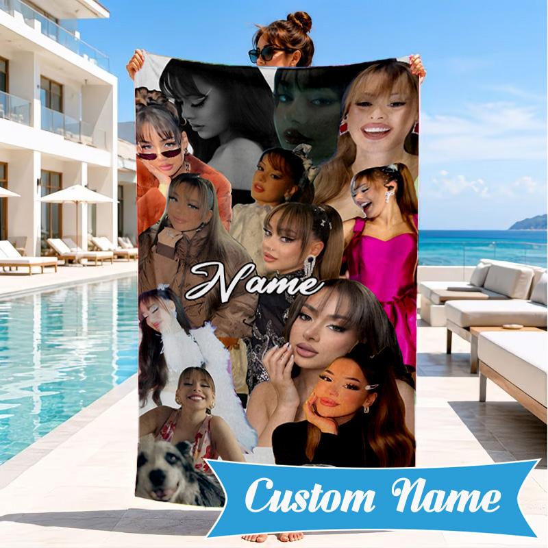 Custom Name Fashionable Ayli-va Heart In Space Adventure Microfiber Beach Towel, Lightweight for Summer Travel, Swimming Pool Fan Gift