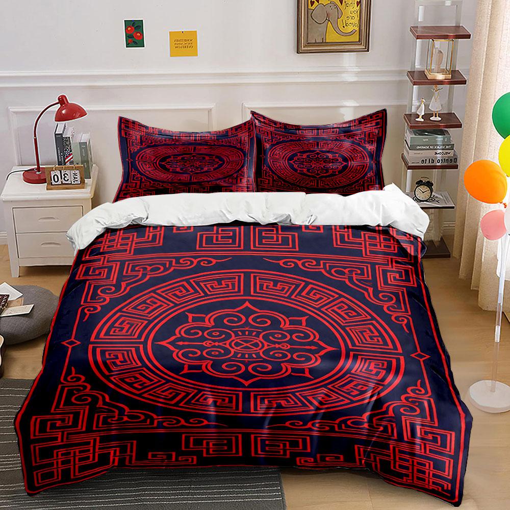 

Circular geometric red patterns. Bedding sets Duvet cover sets Duvet covers Pillowcases(1 * Duvet Cover 2 * Pillowcases without duvet insert) 135x200cm