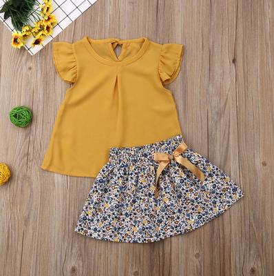 Toddler Copii Bebeluși Fetițe Topuri mâneci tricou + mini fustă florală rochie Set ținute