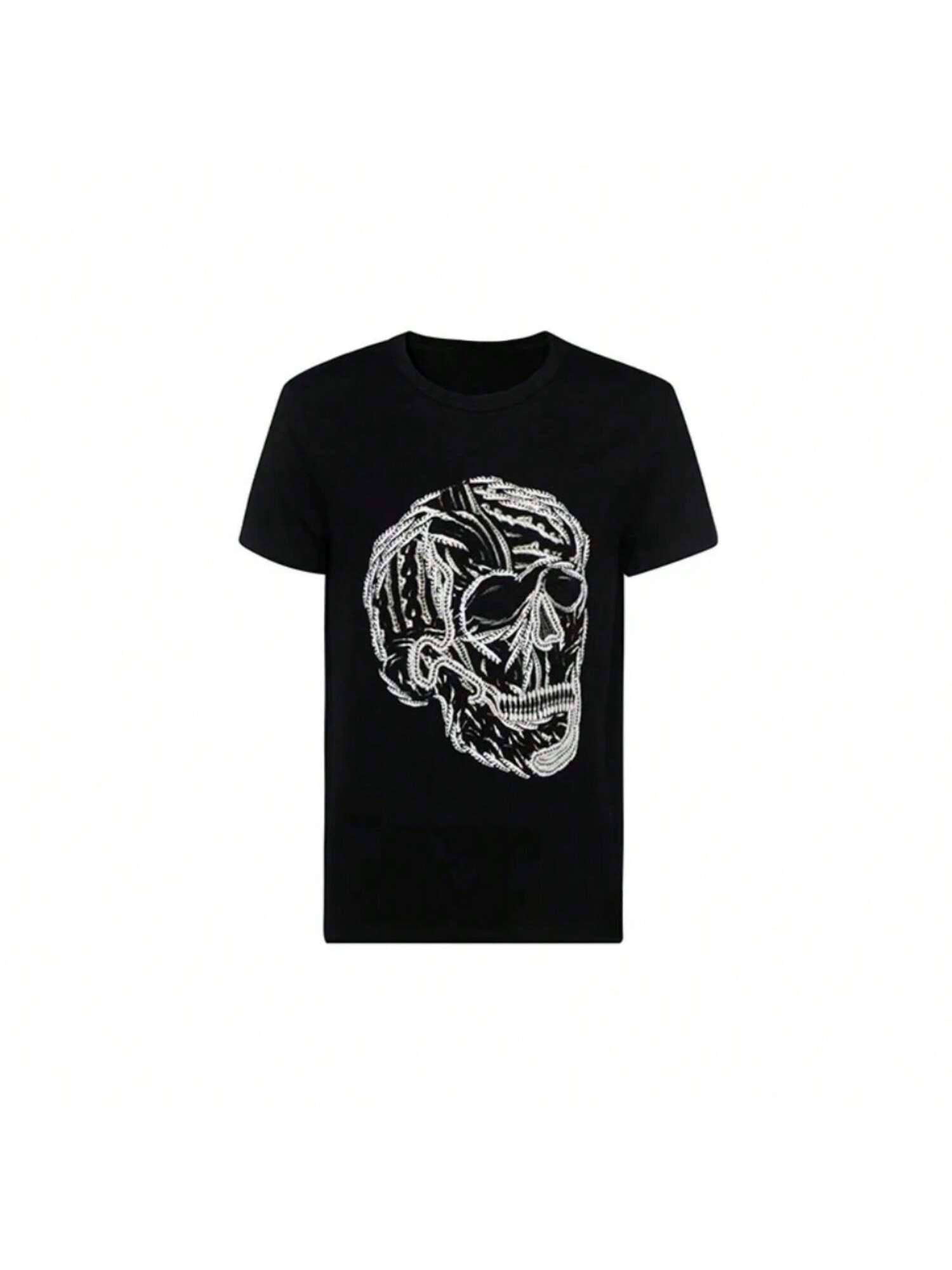 2024 Spring_summer International Fashion Brand Skull Head Printed Round Neck Pure Cotton Loose T-Shirt Fashion Explosive S разноцветный
