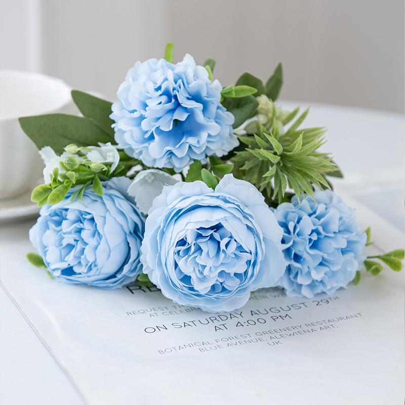 1Pc 5 Forks Bulbous Chrysanthemum Peony Festival Diy Accessory Home Floral Arrangement Wedding Bouquets Decor Artificial Flowers