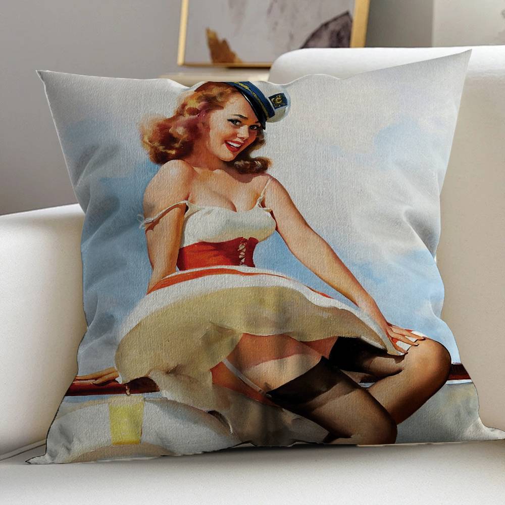Pin Up Girl Cushion Cover Polyester Sofa Cushions Decorative Throw Pillows Home Decoration Pillowcover