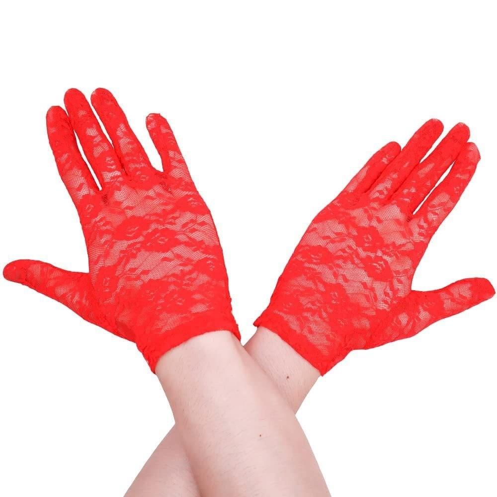 Elegant Short Sunscreen Gloves Thin Hollow-Out Mittens Fashion Party Gloves  For Women Female