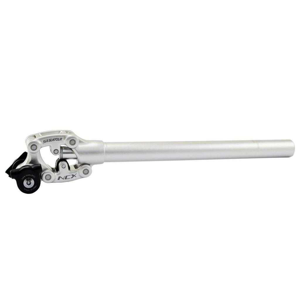 SR SUNTOUR SP12 NCX Suspension Seat Post with Protective Cover VK2297 27.2X400mm, Silver,