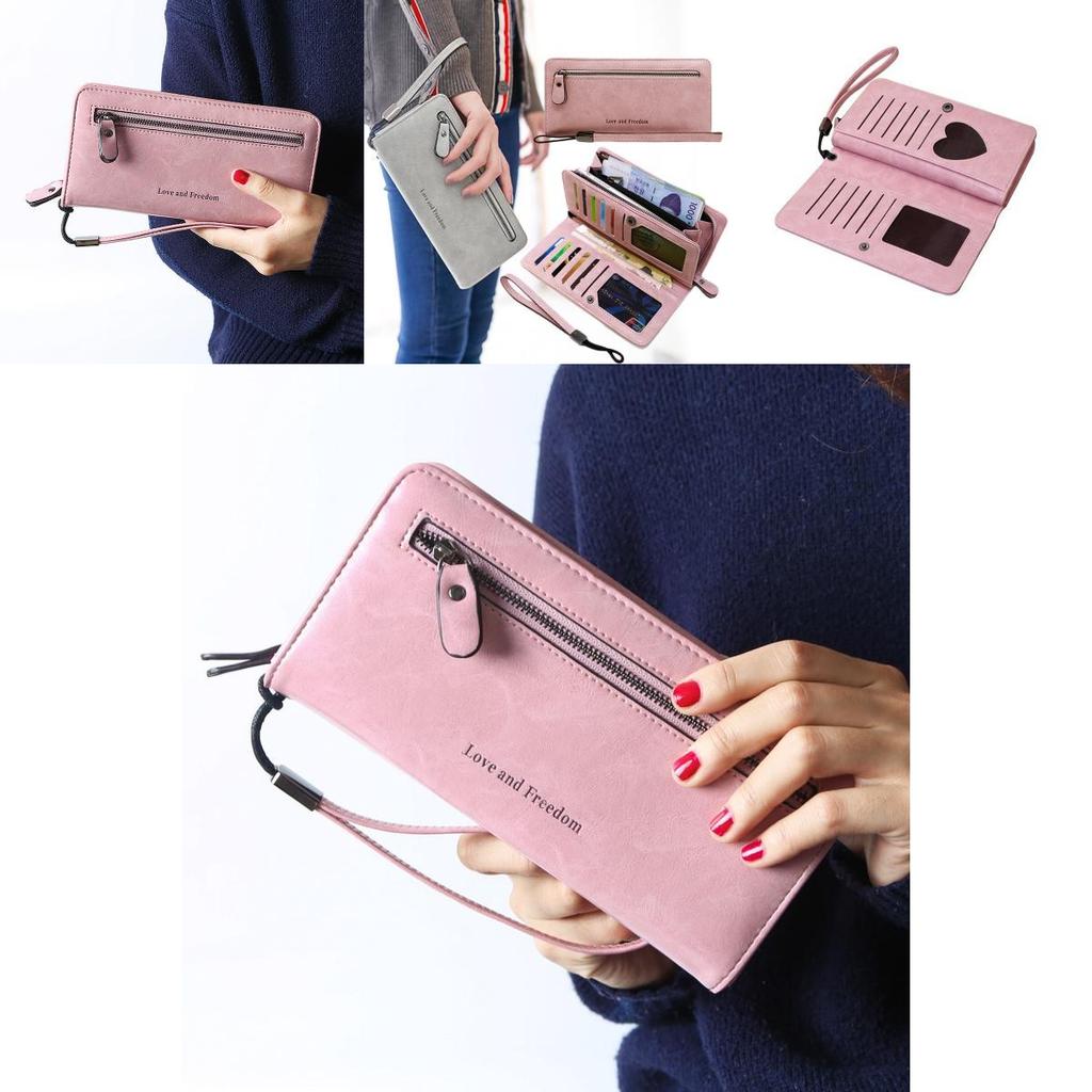 Women's Luxurious Leather Zipper Long Wallet With Large Capacity And Hasp Handbag