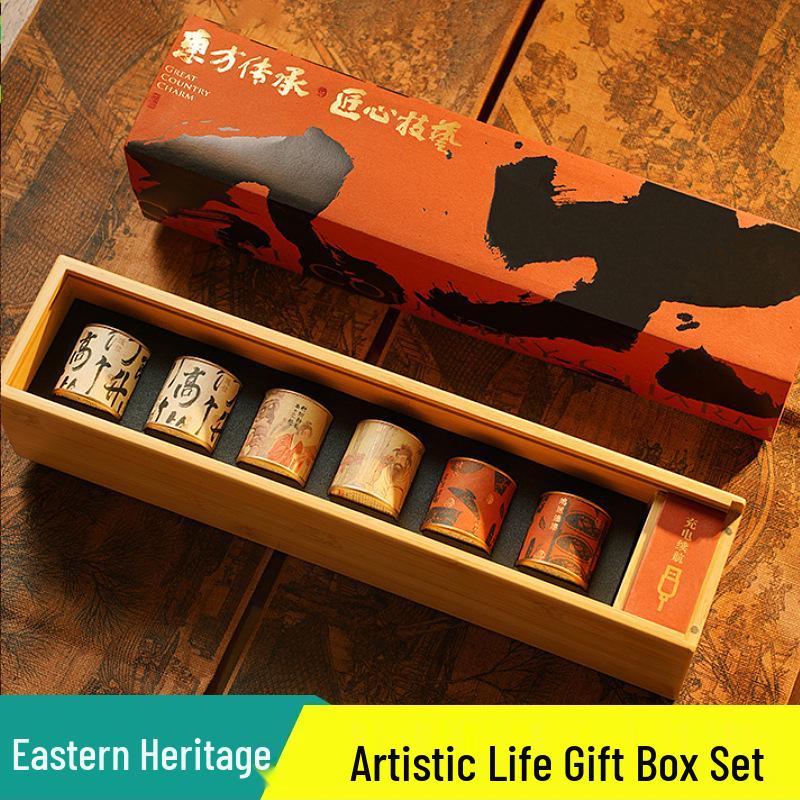Культурный Гуочао Бамбуковый Аромат Пуэр и Белый Чай Подарочный Набор с Вырезанным из Бумаги Светильником