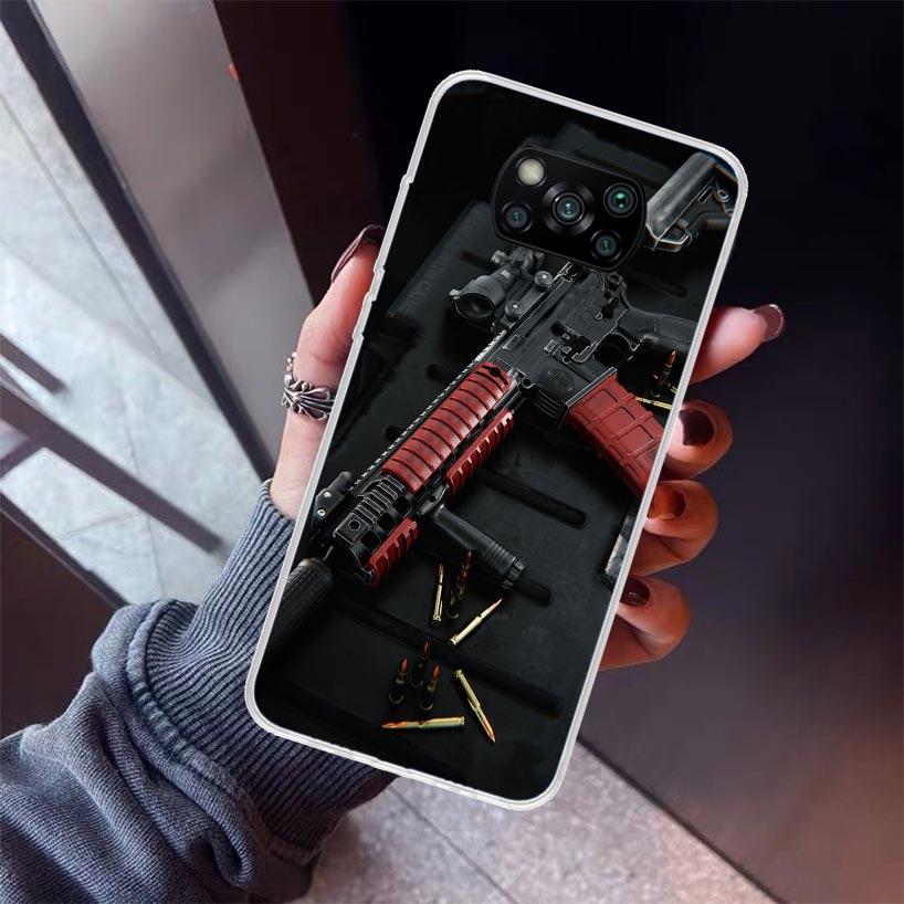 Gun Bullets AK47 Handgun Phone Case For Xiaomi Poco X7 X6 X5 Pro F7 Ultra Redmi 15C 15 13 13C 12 12C 10 10A 10C 9 9A 9C 9T Shell