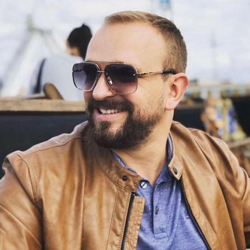 Neue Mode Quadratische Sonnenbrille Herren Luxusmarke Designer Metall Sonnenbrille Vintage Pilot Brille