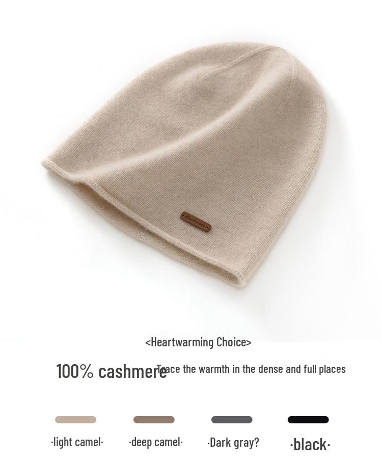 Women's 100% Pure Cashmere Knitted Bucket Hat - Autumn/Winter Warm, Face-Slimming, Thickened Style