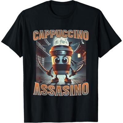 Włoski Cappuccino Assassino Brainrot, Zabawna Koszulka z Memem o Cappuccino(1)