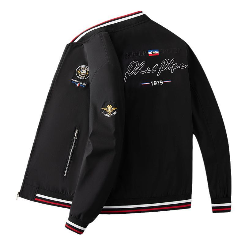 European Style Spring Luxury Baseball Jacket with Earth Embroidery Men's Casual Fashion Trend