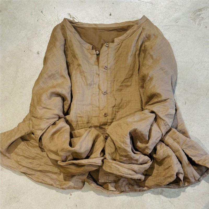 Johnature Frau Winter Nische Vintage Lange Ärmel Casual Mantel Mode Einreiher V-Ausschnitt Einfarbig Mantel