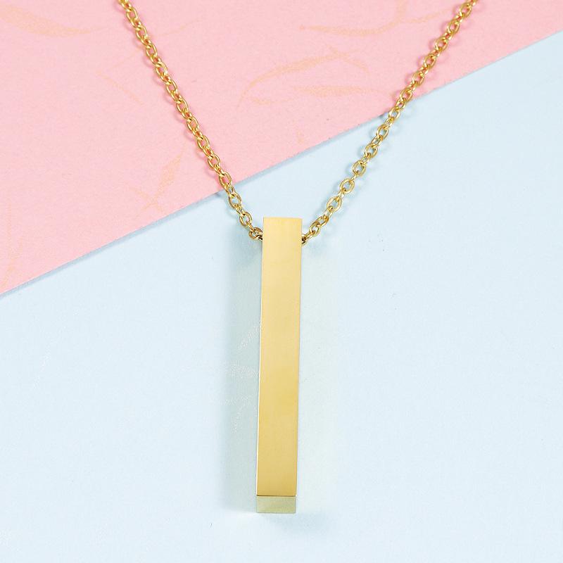 10pcs 5*40mm Simple Glossy Stainless Steel Mirror Polish Rectangular Three-Dimensional Necklace For Friends Lover's Gift