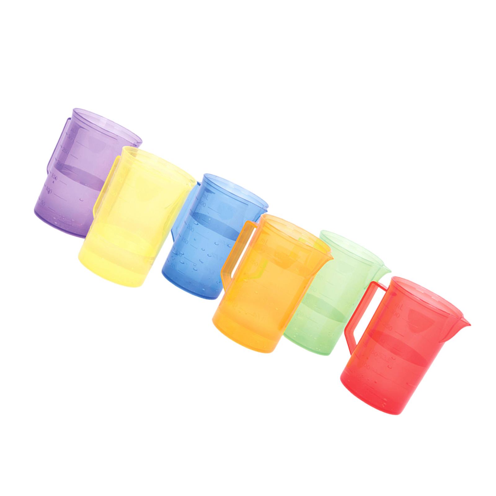 

6 шт. полупрозрачных цветных кувшинов для детей для игр с песком и водой, развивающая сенсорная игрушка для обучения, мерный стакан для школьных занятий