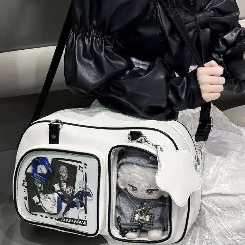 New Y2K Cute Ita Bag Fashion Large Capacity Shoulder Bag Lolita Girl Transparent Cosplay Handbag Diy Badge Display Crossbody Bag
