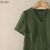 ZANZEA Women Summer V-Neck Short Sleeve Casual Ruffles Dress
