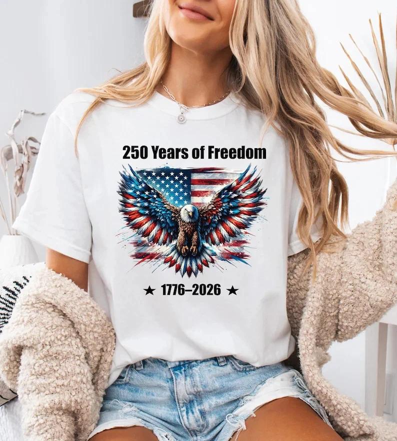 250 Years of Freedom Shirt, Patriotic Eagle USA Tee S